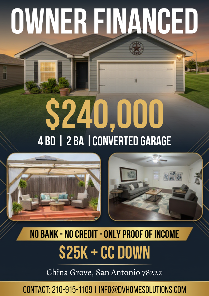 4BR Home in San Antonio — Owner Financed
