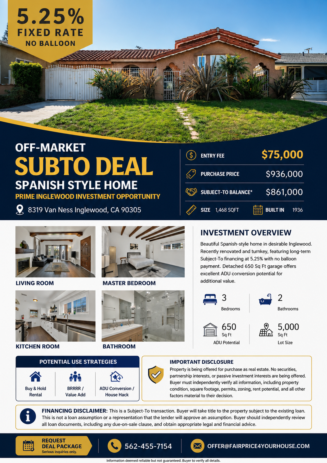 3BR Home in Inglewood — Subject To